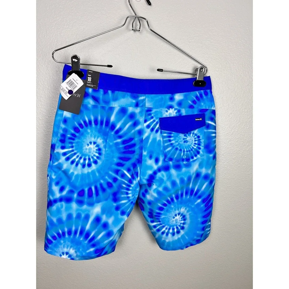 NEW Hurley boys size 18 board shorts swim trunks‎ blue tie dye NWT